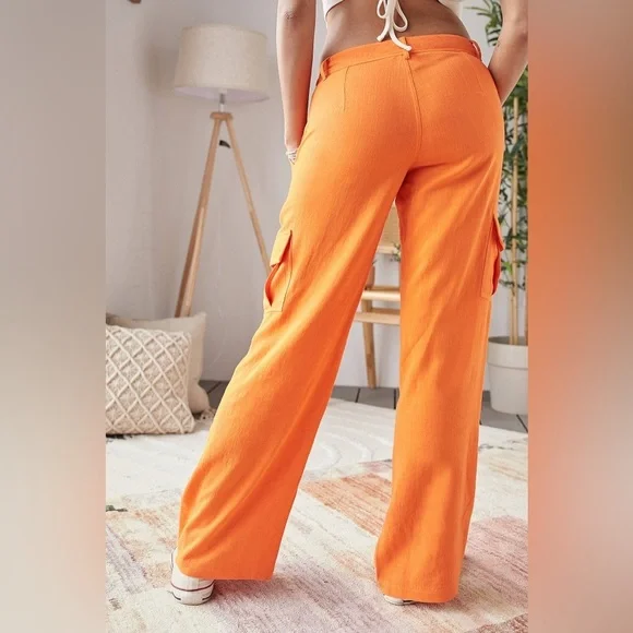 Urban Outfitters Archive Orange Low-rise Cargo Trousers - size small - Picture 13 of 13